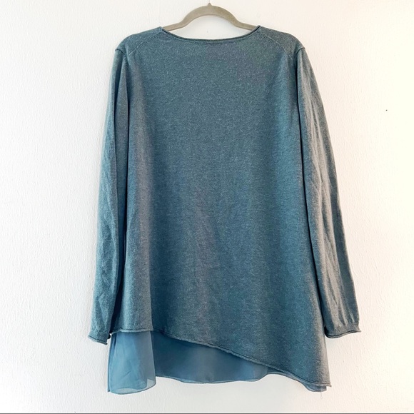 Soft Surroundings Sweater Teal Scoop Neck w/Chiffon Lining XL? *See Measurements - Picture 8 of 11